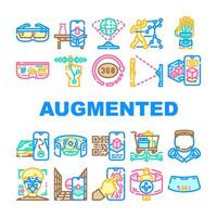augmented reality virtual ar vr icons set vector