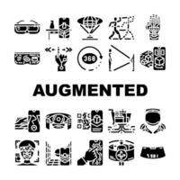 augmented reality virtual ar vr icons set vector