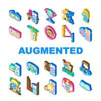 augmented reality virtual ar vr icons set vector
