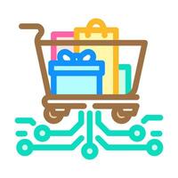 virtual shopping cart augmented reality color icon illustration vector