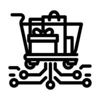 virtual shopping cart augmented reality line icon illustration vector