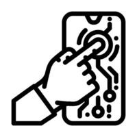 touchscreen hand interaction augmented reality line icon illustration vector