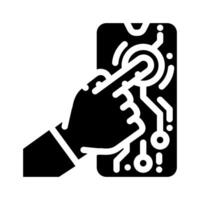 touchscreen hand interaction augmented reality glyph icon illustration vector