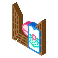 augmented space grid augmented reality isometric icon illustration vector