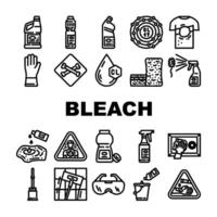 bleach clean germicide disinfect icons set vector