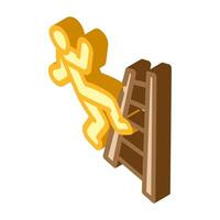 ladder safety injury prevention isometric icon illustration vector