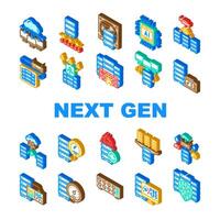 next gen data center virtual icons set vector