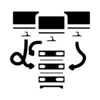 virtual machine data center glyph icon illustration vector