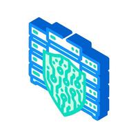 cybersecurity shield data center isometric icon illustration vector