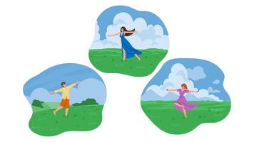nature field spinning joyfully vector