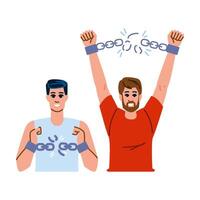 resilience hands breaking chain man vector