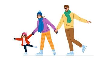 glide ice skating family vector