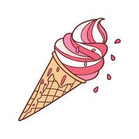 Background of ice cream with hand drawn wafer vector