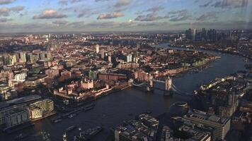 Aerial View of Tower of London and Tower Bridge in Sunlit Cityscape video