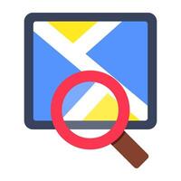A flat design icon of map search vector