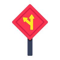 A flat design icon of two Way Intersection vector