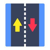A flat design icon of two Way road vector