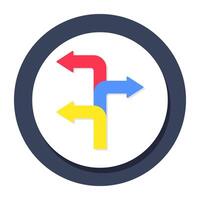 A colored design icon of three way Intersection vector