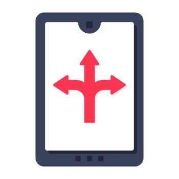 A trendy design icon of mobile Three Way Intersection vector