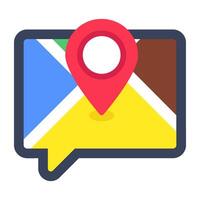A flat design icon of map chat vector