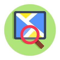 A flat design icon of map search vector