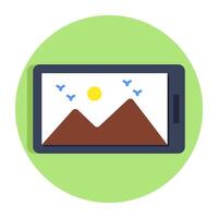 A flat design icon of mobile photo vector