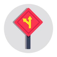 A flat design icon of two Way Intersection vector