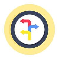 A colored design icon of three way Intersection vector