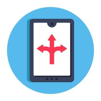 A trendy design icon of mobile Three Way Intersection vector