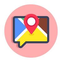 A flat design icon of map chat vector