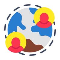 A flat design icon of global user vector