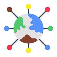 A flat design icon of global networking vector