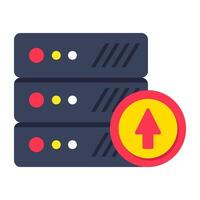 A flat design icon of database upload vector