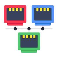 A flat design icon of Ethernet port vector