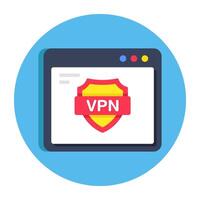 A flat design icon of web vpn vector