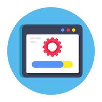 A flat design icon of web setting upload vector