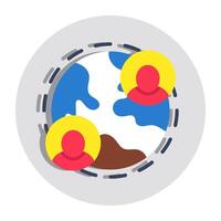 A flat design icon of global user vector