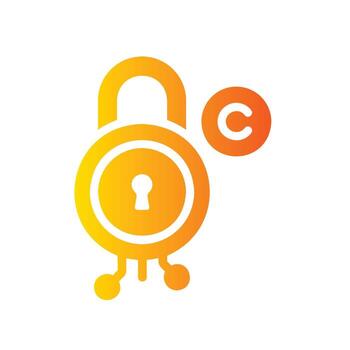 lock Flat Gradient Icon White Background vector