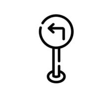 turn left Line Icon White Background vector
