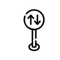 two way road Line Icon White Background vector