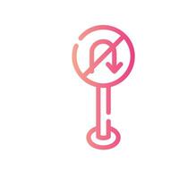 no turn Line Gradient Icon White Background vector