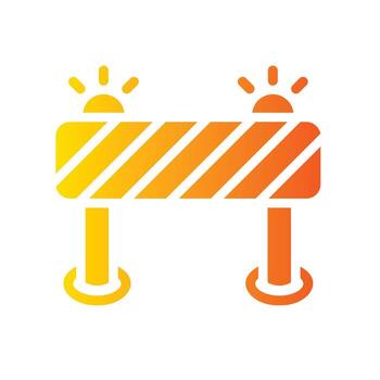 road block Flat Gradient Icon White Background vector