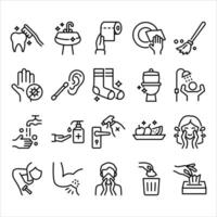 Hygiene Routine line icons vector