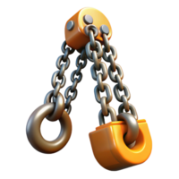 3D Render of Lifting Chains and Hooks png