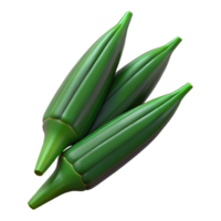 3D Render of Green Okra Pods png