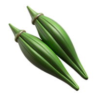 3D Render of Two Okra Pods png