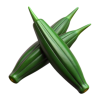 3D Render of Green Okra Pods png