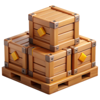 3D Render Stacked Wooden Crates png