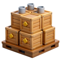 3D Render Wooden Crates on Pallet png