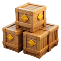 3D Render Stacked Wooden Crates Illustration png